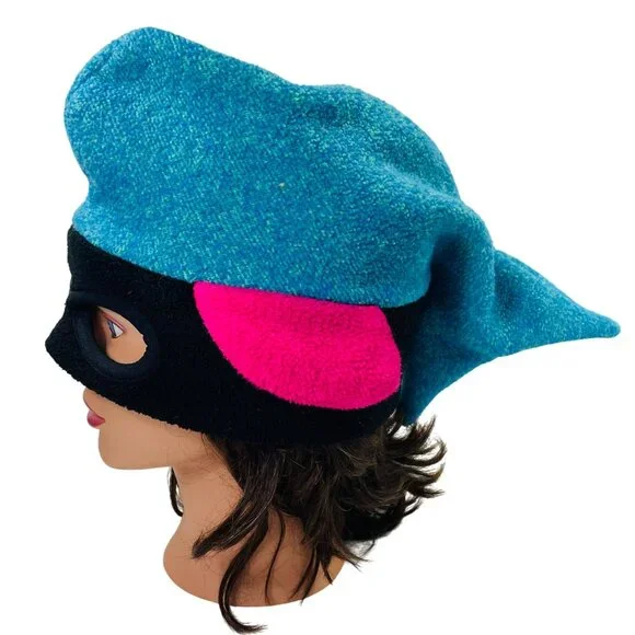 Bula Whimsical Whale Fish Mask Hat For Kids & Adults In Teal Pink Vintage - Picture 2 of 12